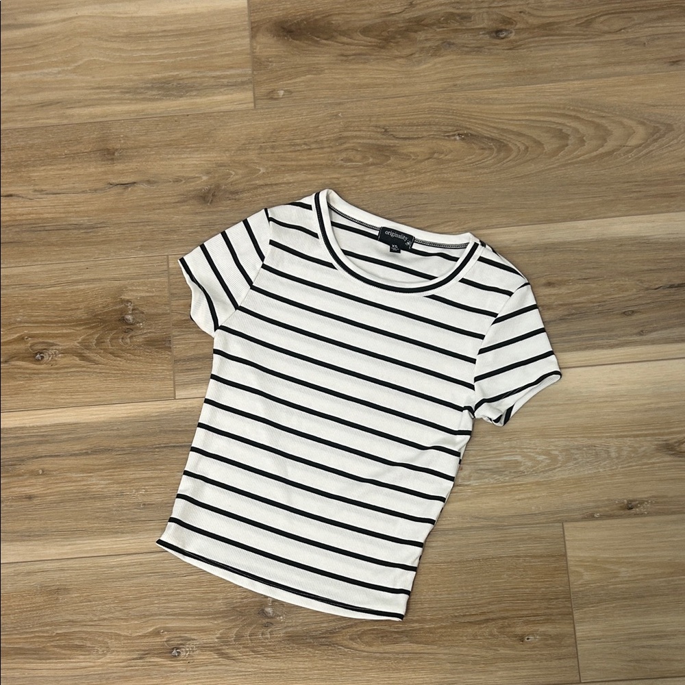 Black and White Striped Crop Top